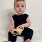 Ribbed Bamboo Sleeveless Romper - Black