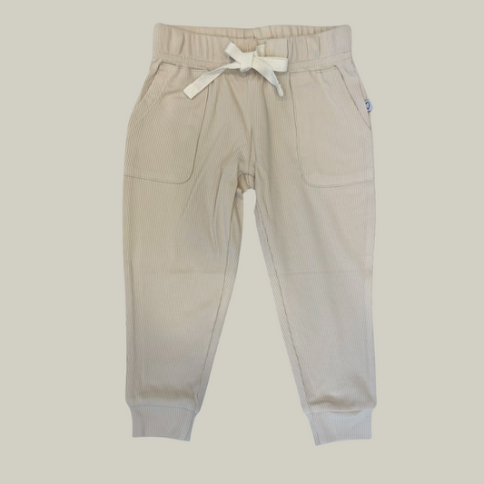 Ribbed Bamboo Joggers - Cream