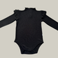 Ribbed Bamboo Long Sleeve Bodysuit- Black