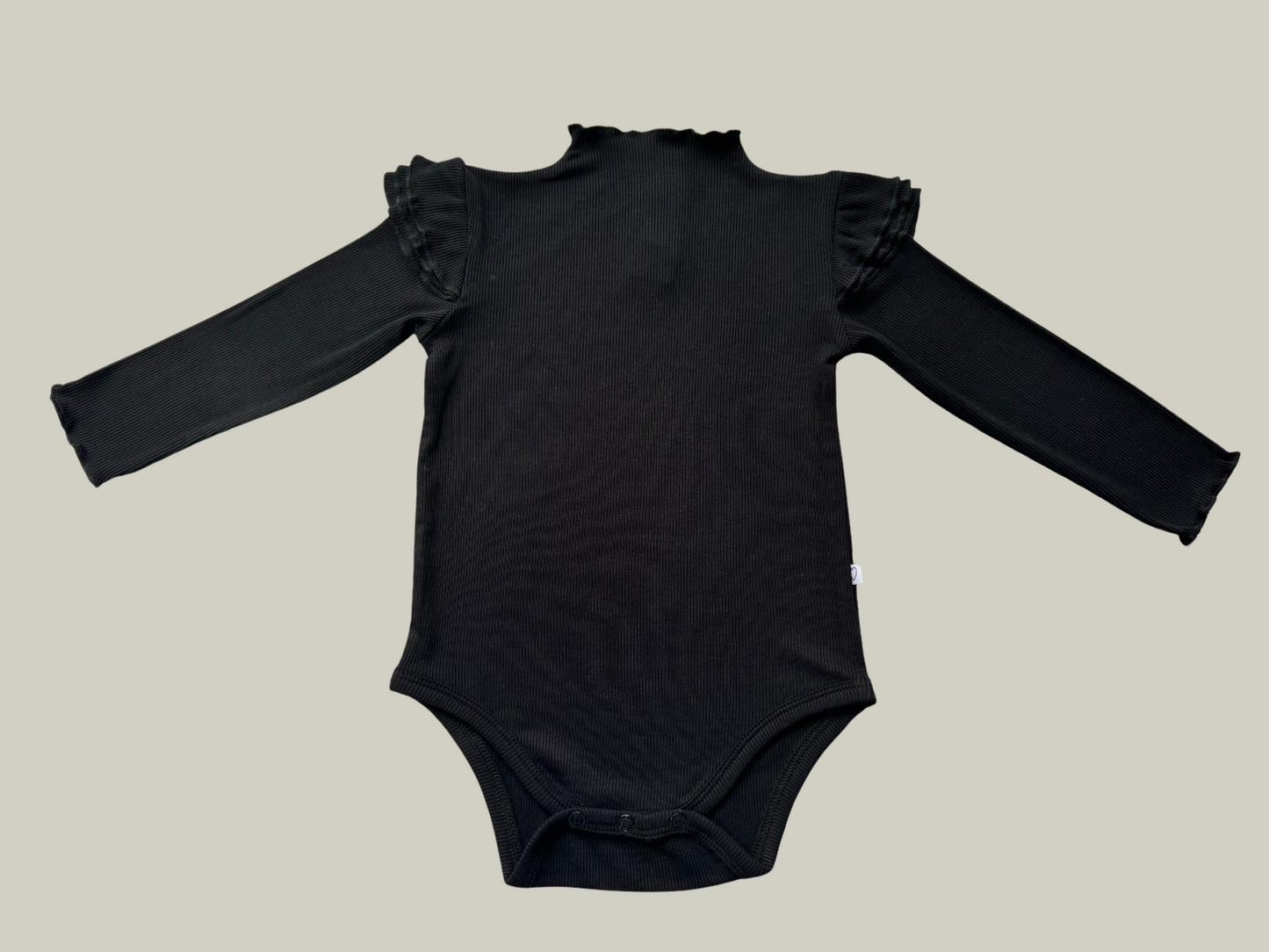 Ribbed Bamboo Long Sleeve Bodysuit- Black