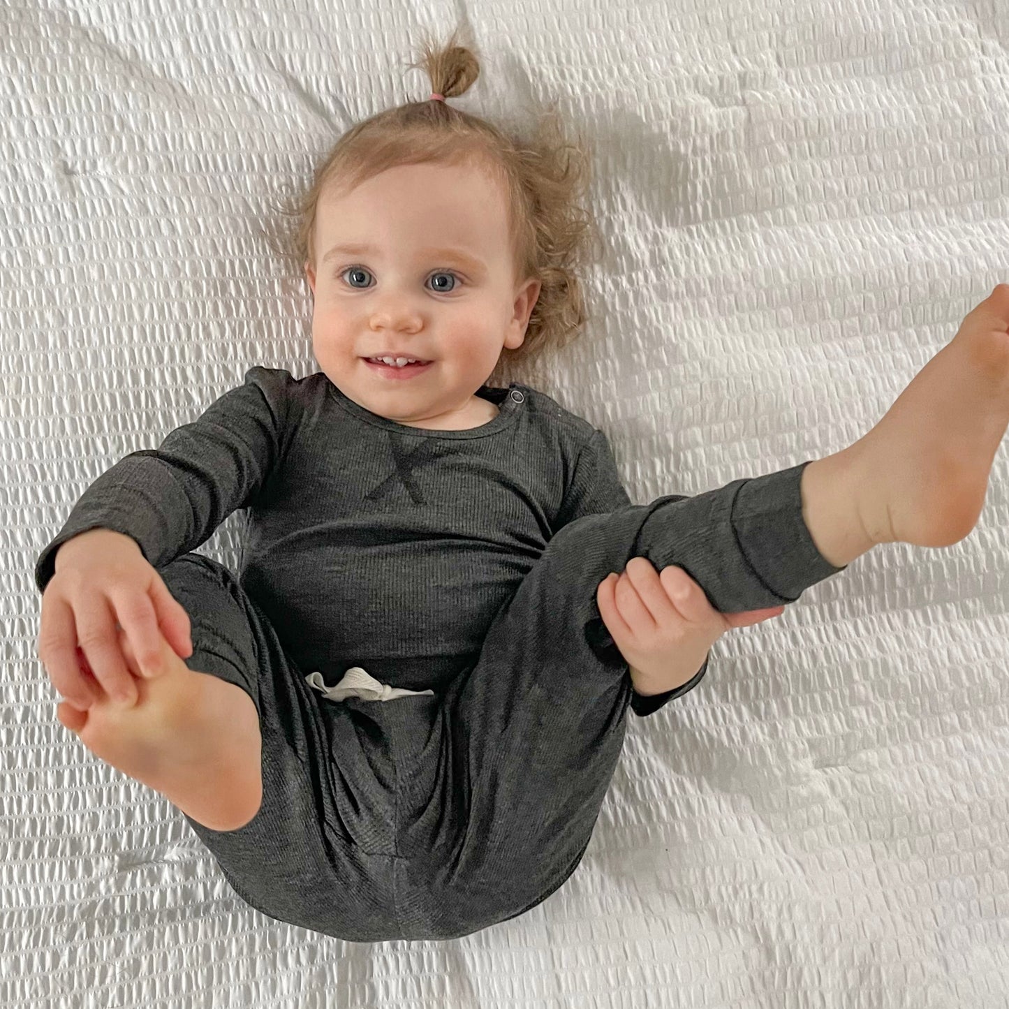 Ribbed Bamboo Long Sleeve Bodysuit - Charcoal