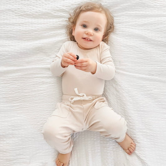 Ribbed Bamboo Long Sleeve Bodysuit - Cream