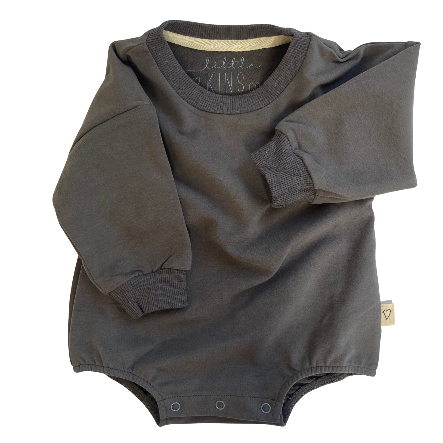 Organic Cotton Sweatshirt Bubble Romper - Charcoal Gray