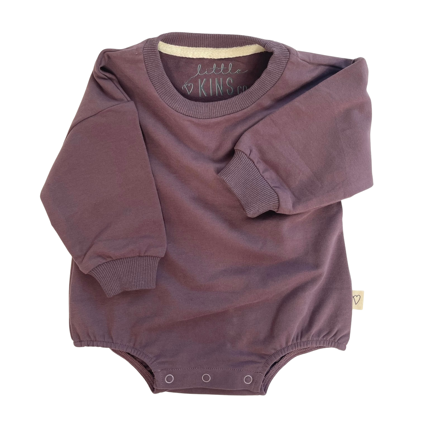 Organic Cotton Sweatshirt Bubble Romper - Plum Purple