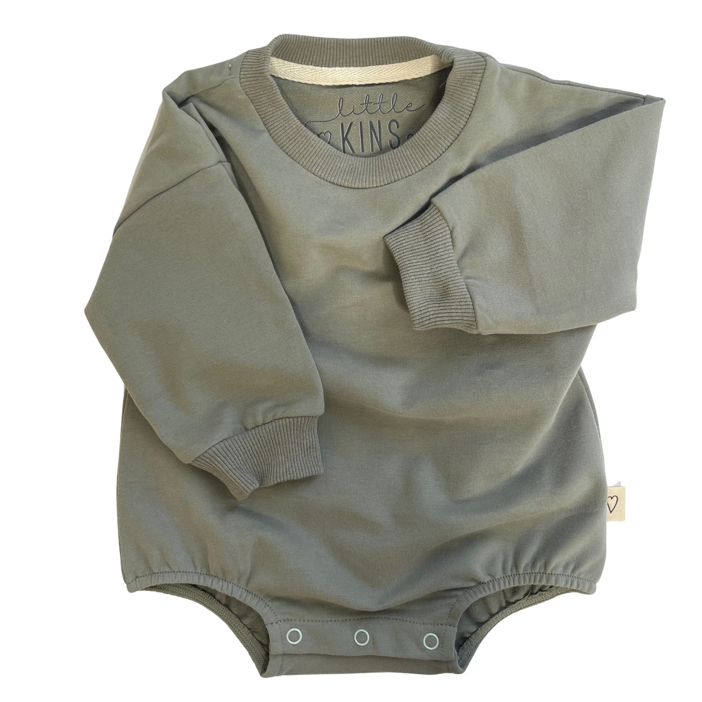 Organic Cotton Sweatshirt Bubble Romper - Olive Green