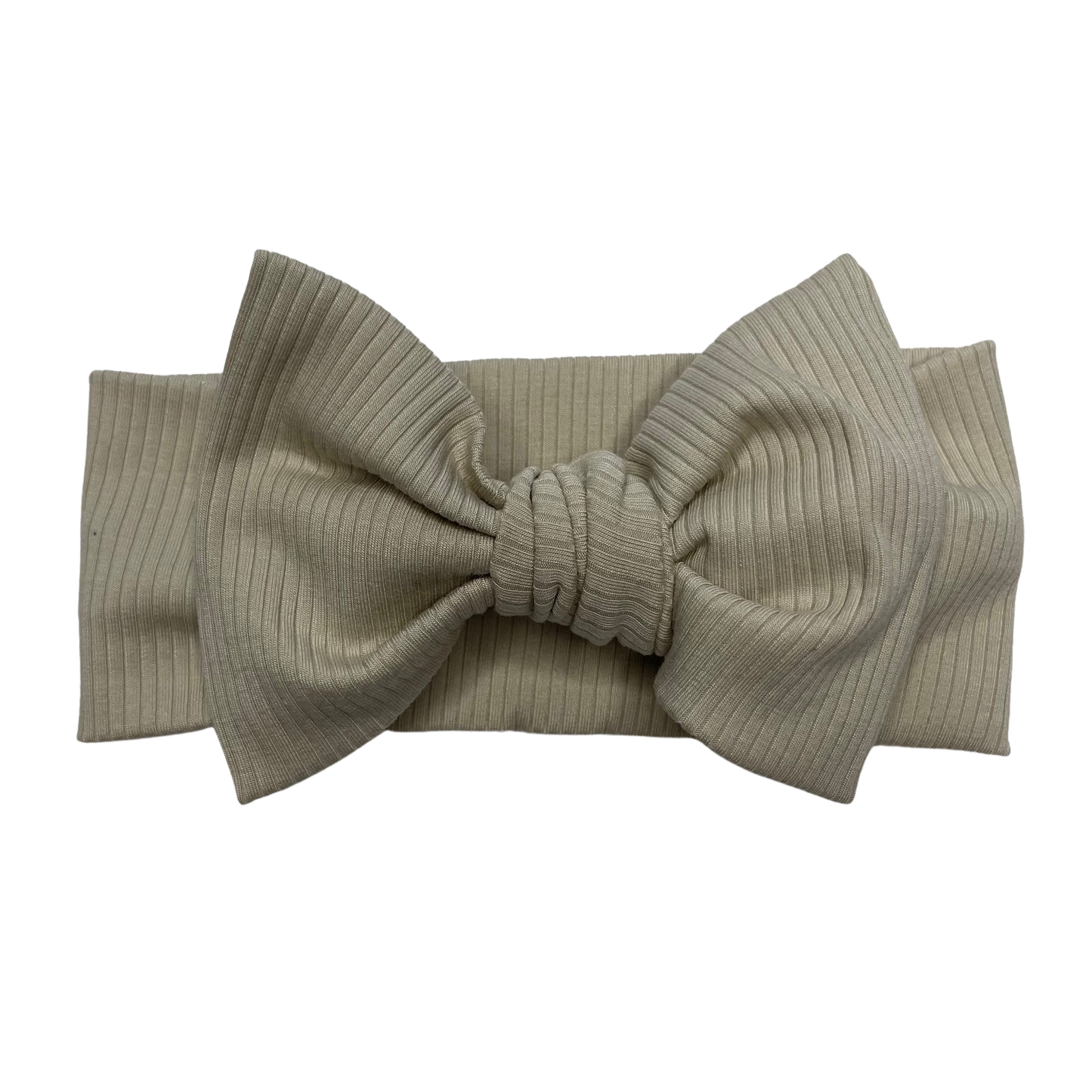 Ribbed Headband Bow- Beige