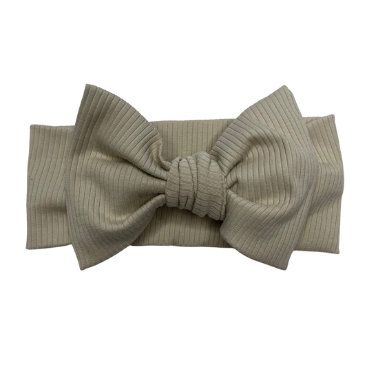 Ribbed Headband Bow- Beige