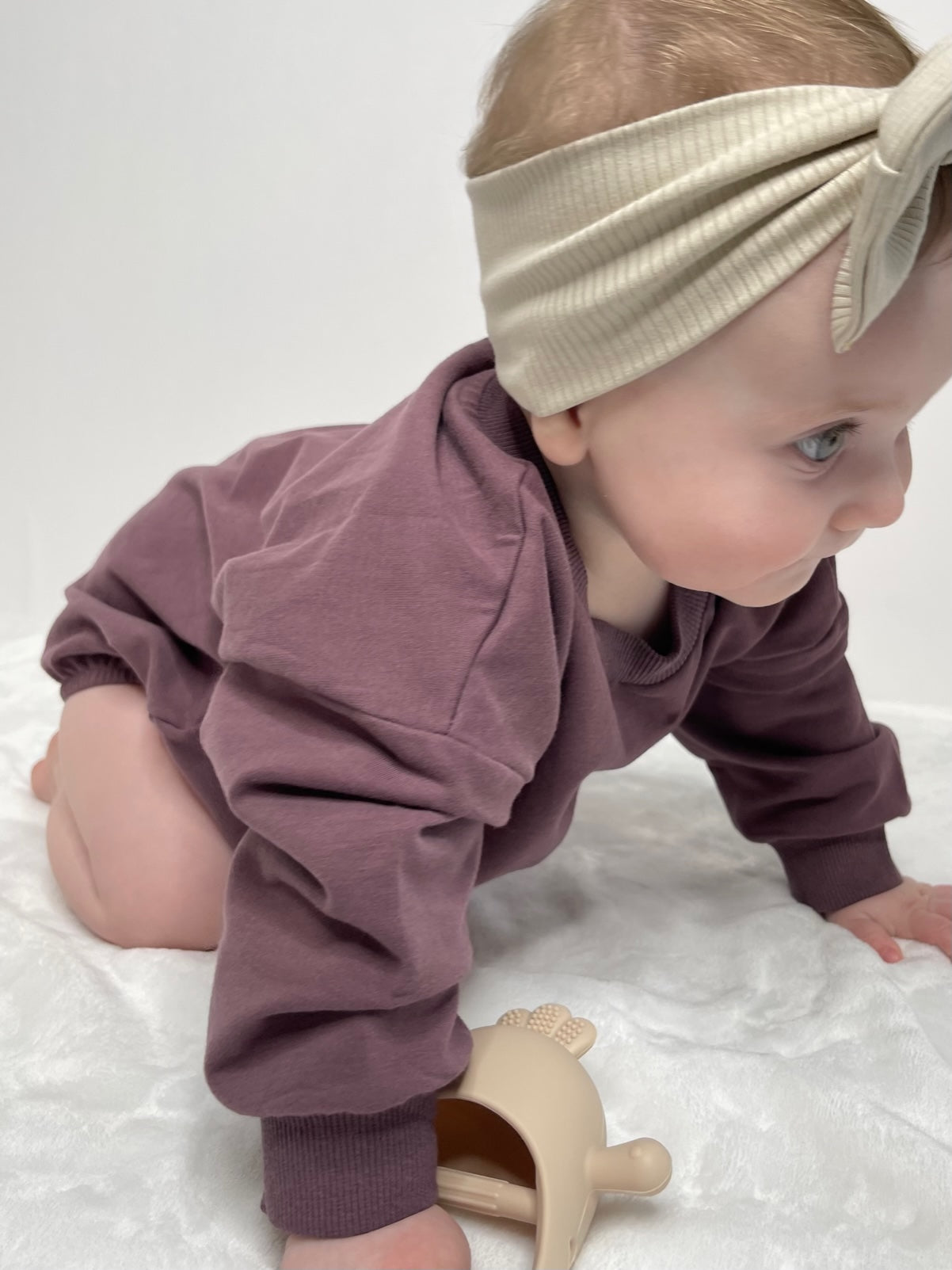 Organic Cotton Sweatshirt Bubble Romper - Plum Purple