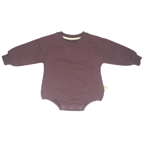 Organic Cotton Sweatshirt Bubble Romper - Plum Purple